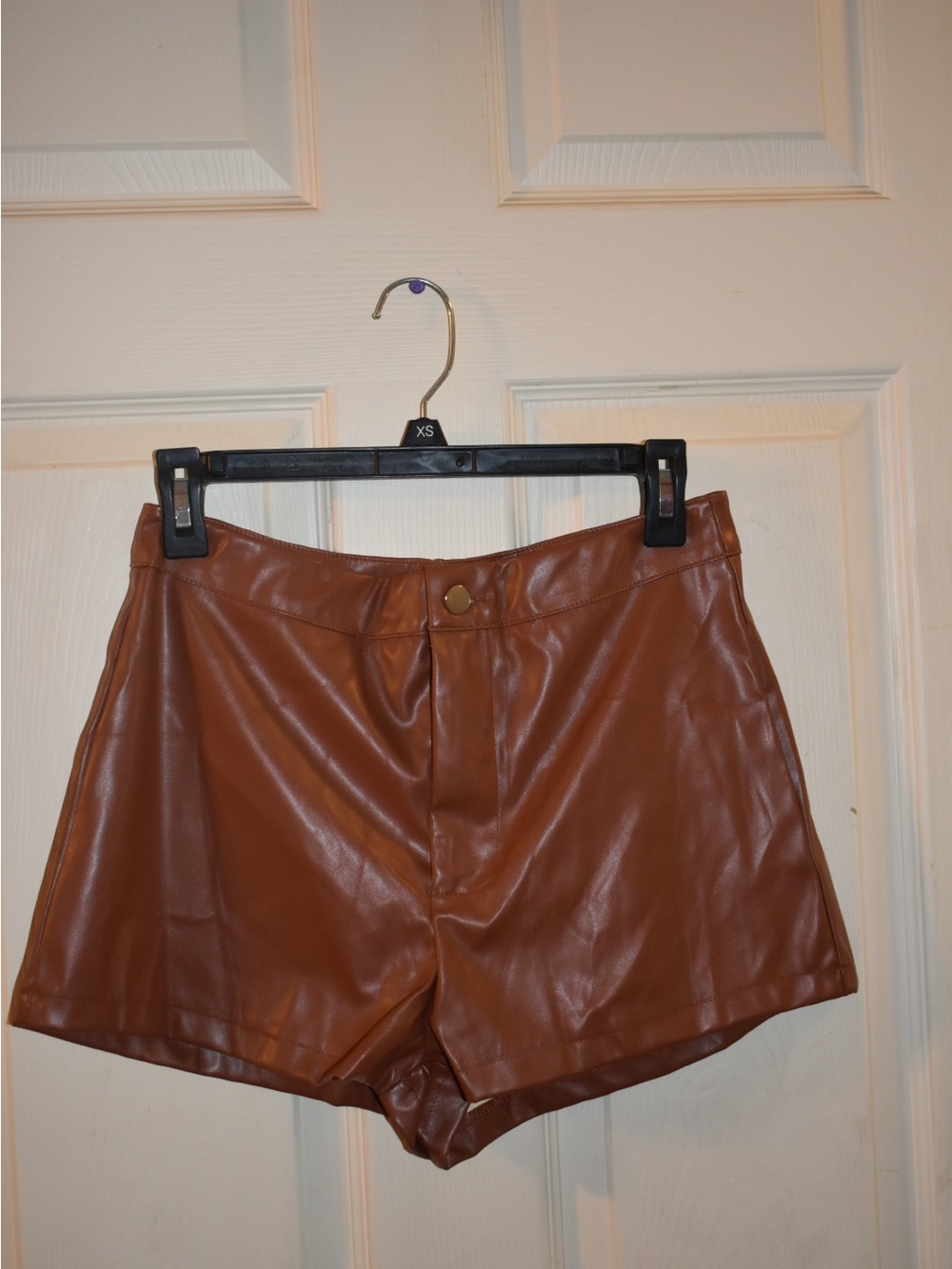 SHEIN Brown High Waist Faux Leather Shorts